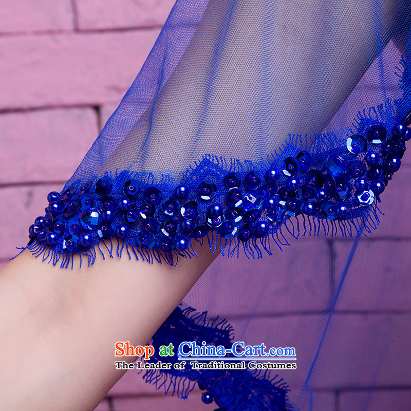 Love of the life of the new 2015 Royal Blue sexy deep V-neck in the light of the word chip lace shoulder cape crowsfoot dress banquet dinner dress Blue M love of the overcharged shopping on the Internet has been pressed.