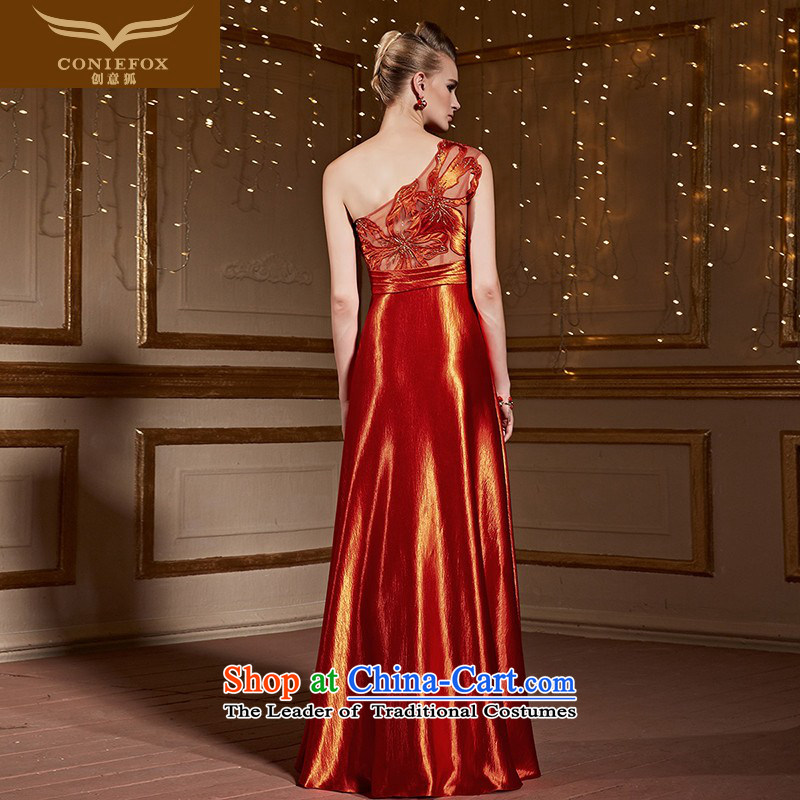 Creative Fox red-orange shoulder dress marriages bows services under the auspices of Sau San will dress stylish embroidered dress long skirt 31015 red-orange XXL, creative Fox (coniefox) , , , shopping on the Internet