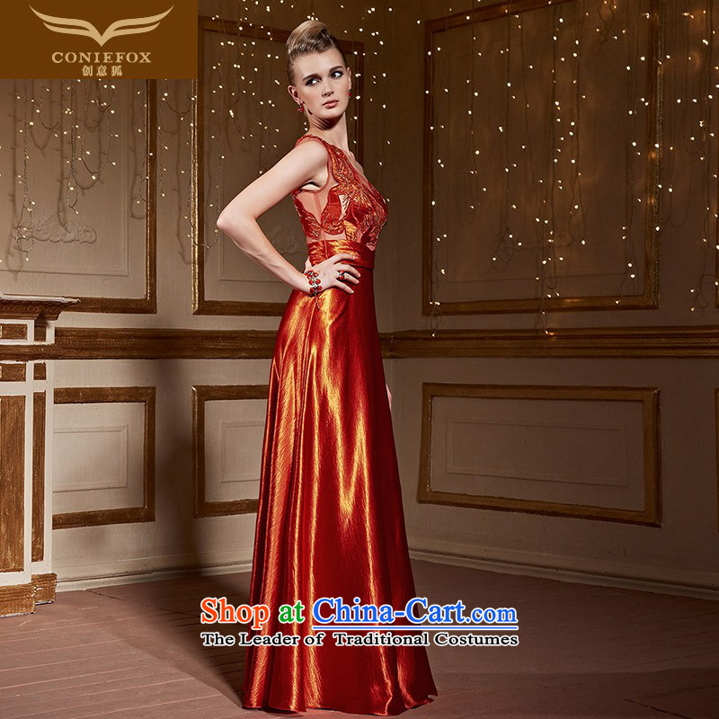 Creative Fox red-orange shoulder dress marriages bows services under the auspices of Sau San will dress stylish embroidered dress long skirt 31015 red-orange XXL, creative Fox (coniefox) , , , shopping on the Internet