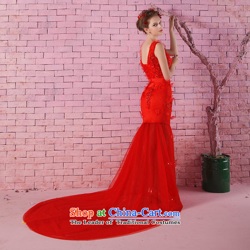 Love of the life of the new 2015 V-Neck word stylish shoulder Korean brides saika strap video thin tail dress marriages bows services tailor-made exclusively concept red message size that the love of the overcharged shopping on the Internet has been pressed.