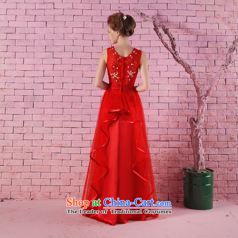 Love of the overcharged new round-neck collar slotted shoulder Korean diamond studs pearl graphics, red dresses and slender marriages bows to red , L, love of the overcharged shopping on the Internet has been pressed.