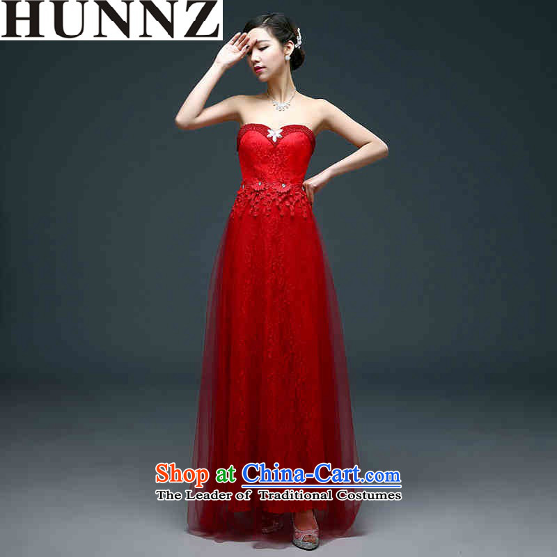      Korean-style New 2015 HUNNZ stylish wedding dress bride breast tissue sleeveless long evening dresses red XL,HUNNZ,,, shopping on the Internet