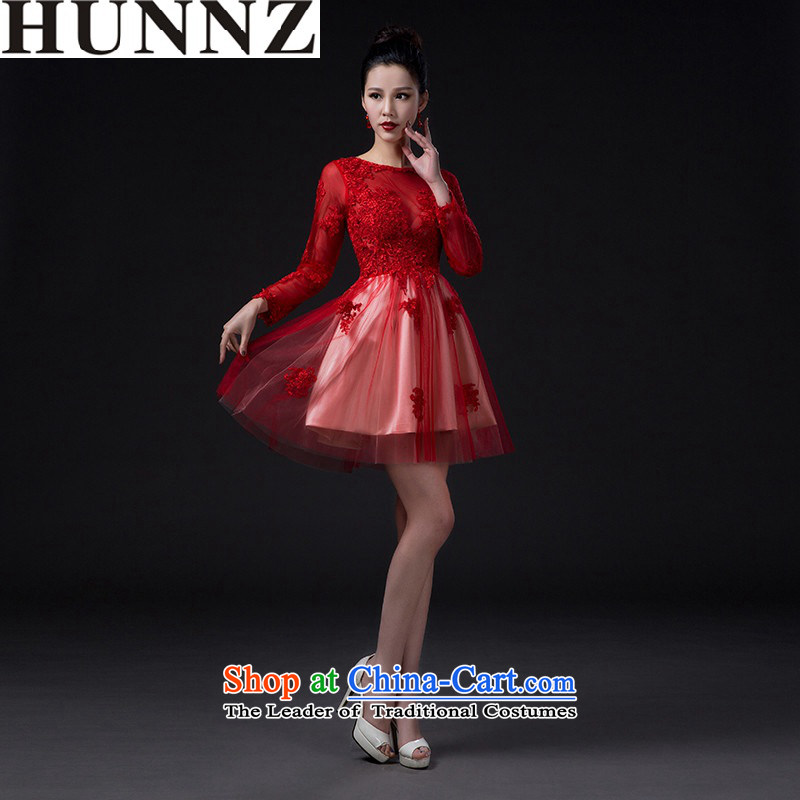      Stylish classic 2015 new HUNNZ) spring and summer bride wedding dress bridesmaid services serving the red red S,HUNNZ,,, bows shopping on the Internet