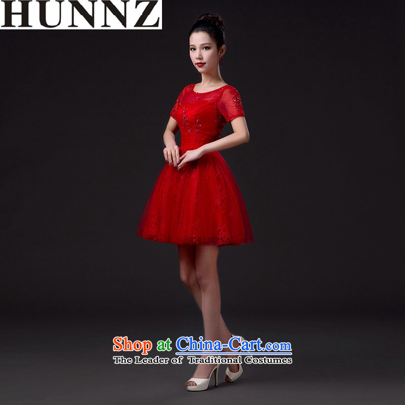      Korean fashion 2015 HUNNZ bride classic wedding dress banquet dinner dress the word shoulder red red XXL,HUNNZ,,, shopping on the Internet