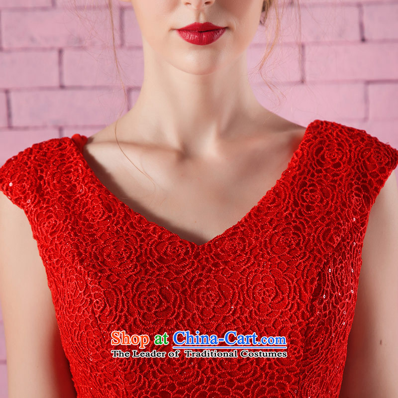 Love of the life of the new 2015 small V-neck a field shoulder lace long thin bride red toasting champagne video services dresses red S love of the overcharged shopping on the Internet has been pressed.