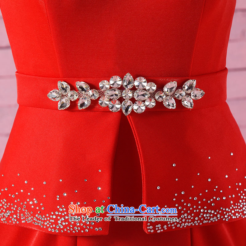Love of the life of the new 2015 Red round-neck collar diamond slotted shoulder graphics thin zipper crowsfoot dress bride bows services tailor-made exclusively concept red message size that the love of the overcharged shopping on the Internet has been pressed.