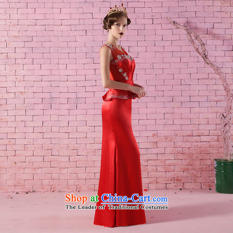 Love of the life of the new 2015 word elegant shoulder V-Neck Diamond Sau San crowsfoot dress red marriages bows to red , L, love of the overcharged shopping on the Internet has been pressed.