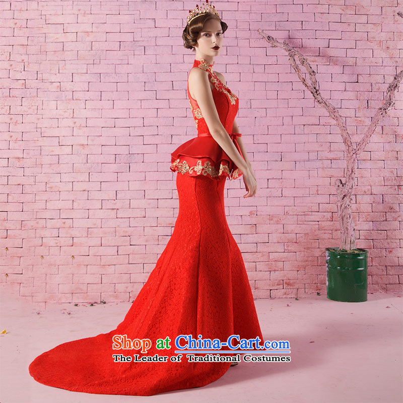Love of the life of the new 2015 retro-history embroidery crowsfoot tail dress marriages bows service banquet evening dresses made red message size that the concept of special love of the overcharged shopping on the Internet has been pressed.