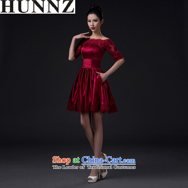 Large stylish 2015 HUNNZ minimalist banquet evening dresses toasting champagne Sau San Service Bridal wedding dress wine red S,HUNNZ,,, shopping on the Internet