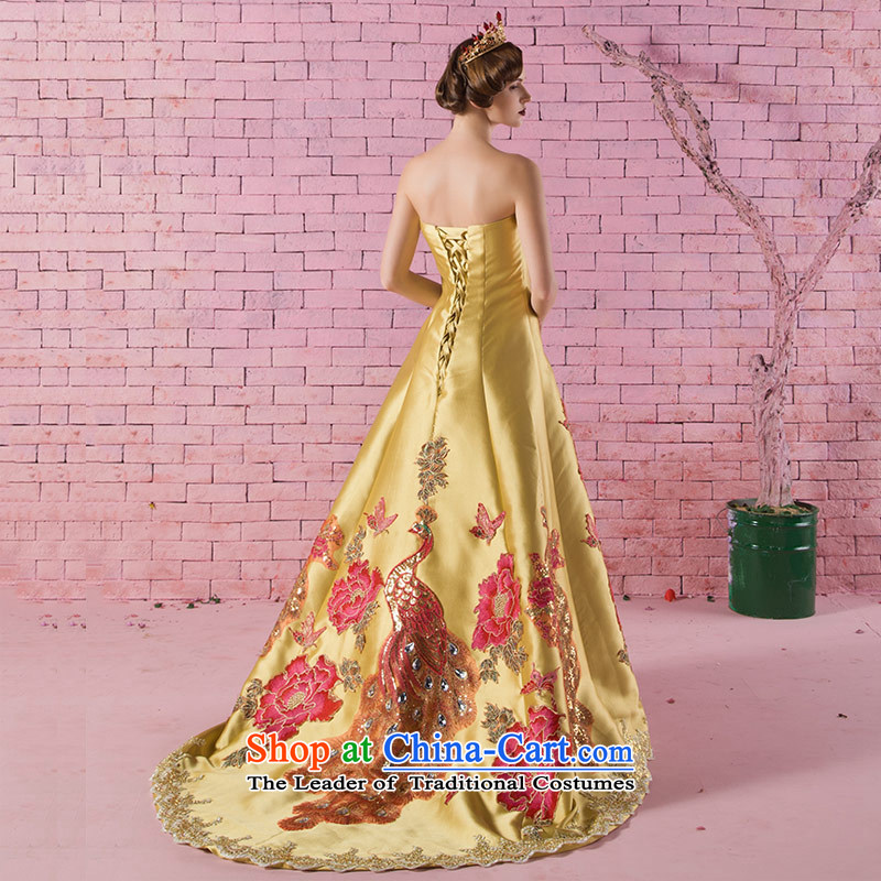 Love of the life of the new 2015 retro upscale Phoenix Peony embroidery anointed chest Golden Ballroom tail dress marriages bows services tailor-made exclusively concept gold message size that the love of the overcharged shopping on the Internet has been pressed.