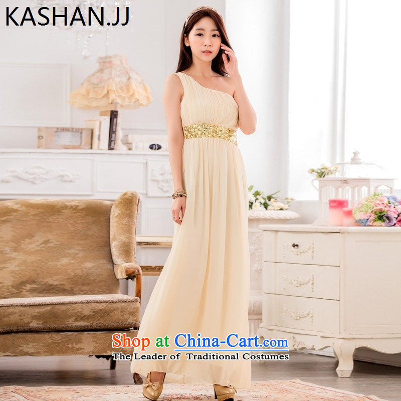 Card _ stylish appearance bandying Shan shoulder Foutune of video thin chiffon dress manually staple-ju long evening dresses dresses?XXXL green