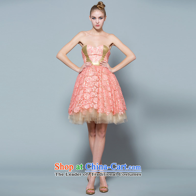 A lifetime of wedding dresses 2014 autumn and winter new lace anointed chest banquet ball dress skirt 30230848 pink 165_88A spot