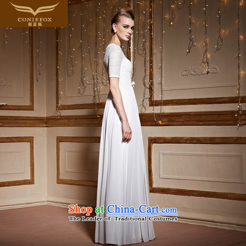 Creative Fox lace white banquet evening dress bride wedding dresses services under the auspices of the annual sessions of marriage toasting champagne evening dress show long skirt autumn 30991 White XL, creative Fox (coniefox) , , , shopping on the Internet