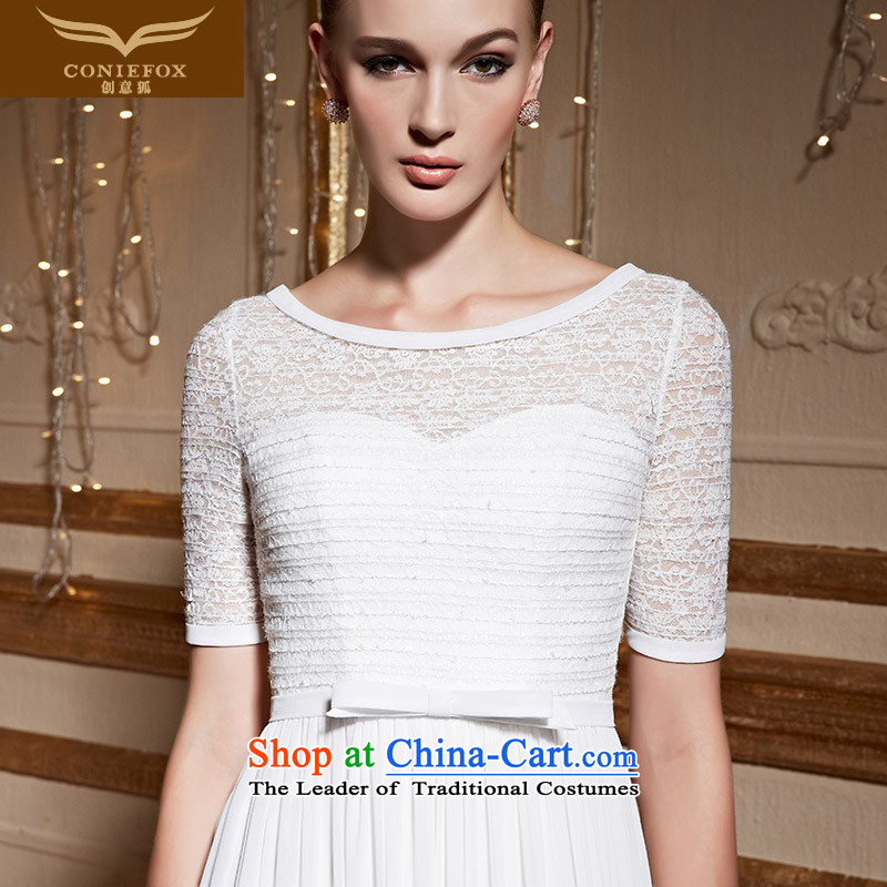 Creative Fox lace white banquet evening dress bride wedding dresses services under the auspices of the annual sessions of marriage toasting champagne evening dress show long skirt autumn 30991 White XL, creative Fox (coniefox) , , , shopping on the Internet