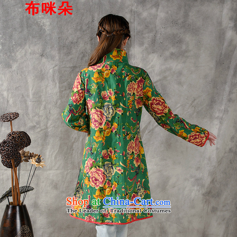 The metered parking spaces and a new women's autumn 2015 replacing arts van ethnic stamp cotton linen dresses 8019# long-sleeved green cloth Mimi (M BUMIDUO shopping on the Internet has been pressed.)