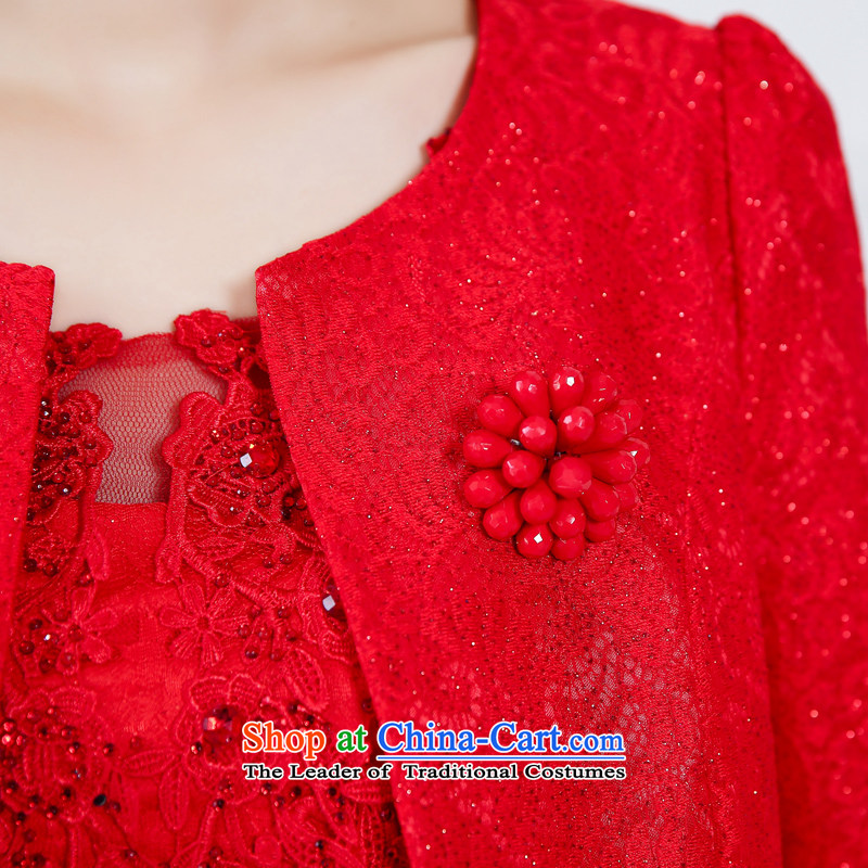 Mei Lin Shing 2015 spring and fall red bride replacing dresses summer marriage the lift mast bows bridesmaid dress lace kit skirt two kits red XXXL, Mei Lin Shing Shopping on the Internet has been pressed.
