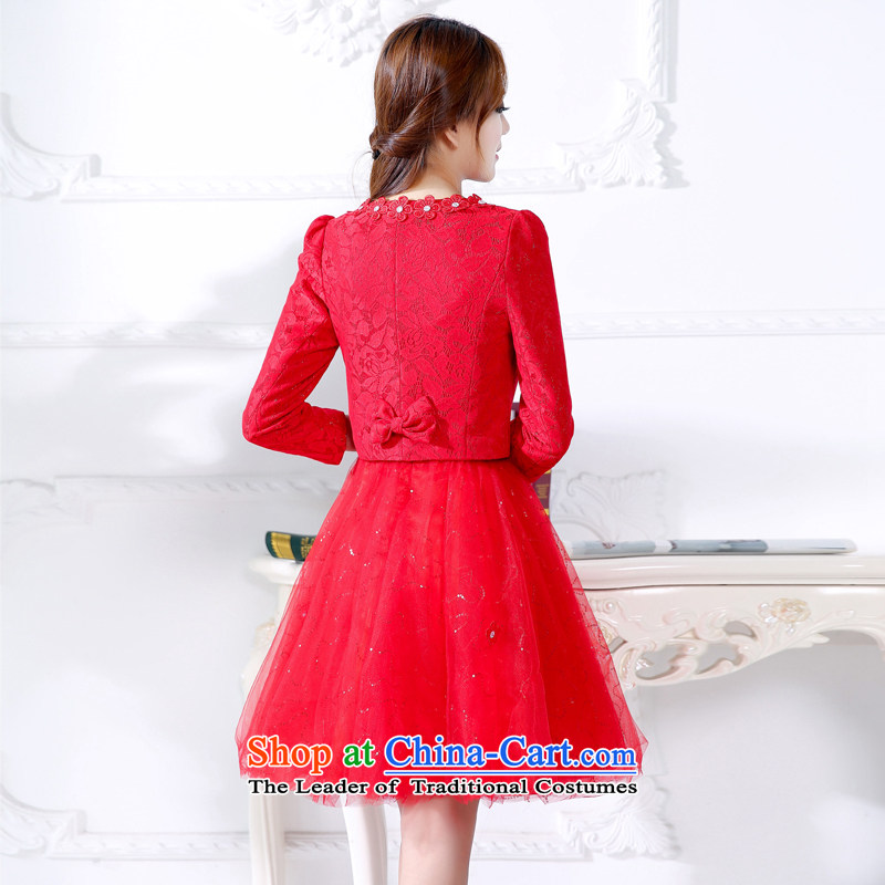 Mei Lin Shing 2015 autumn and winter new banquet Female dress bride wedding dress bows services back to door onto Red Dress Female Red M Mei Lin Shing Shopping on the Internet has been pressed.