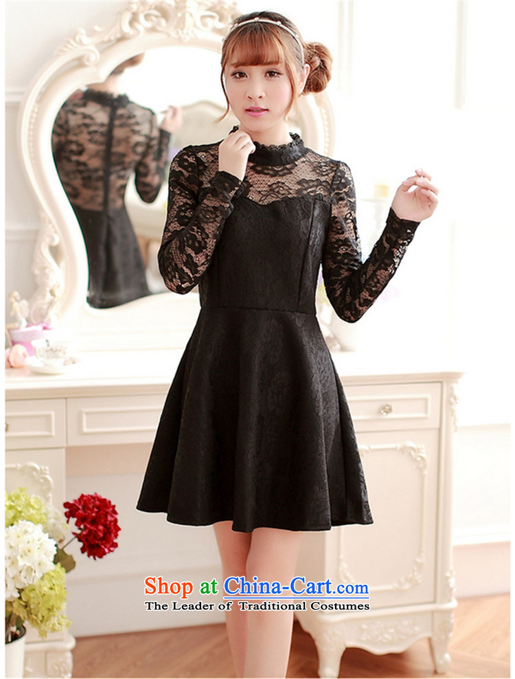 Yun-ying Windsor autumn and winter bridesmaid dress everyday dress autumn 2015 installed new sweet cute girl lace long-sleeved gown skirts short skirts dresses L9541 black M picture, prices, brand platters! The elections are supplied in the national character of distribution, so action, buy now enjoy more preferential! As soon as possible.