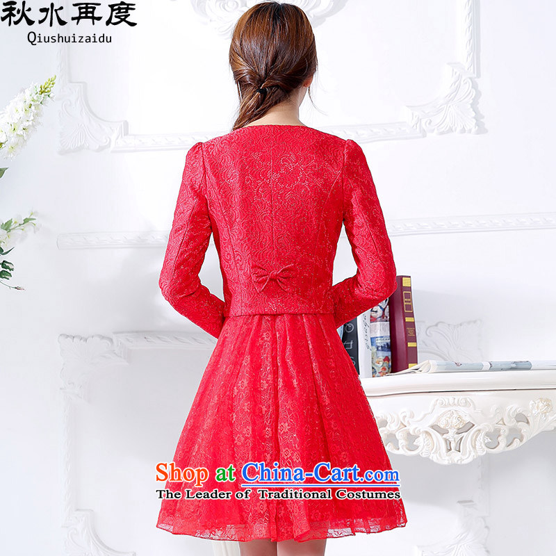 The new 2015 once again the chaplain lace Sau San video thin long-sleeved gown HSZM1592 bride RED M/ Again , , , shopping on the Internet
