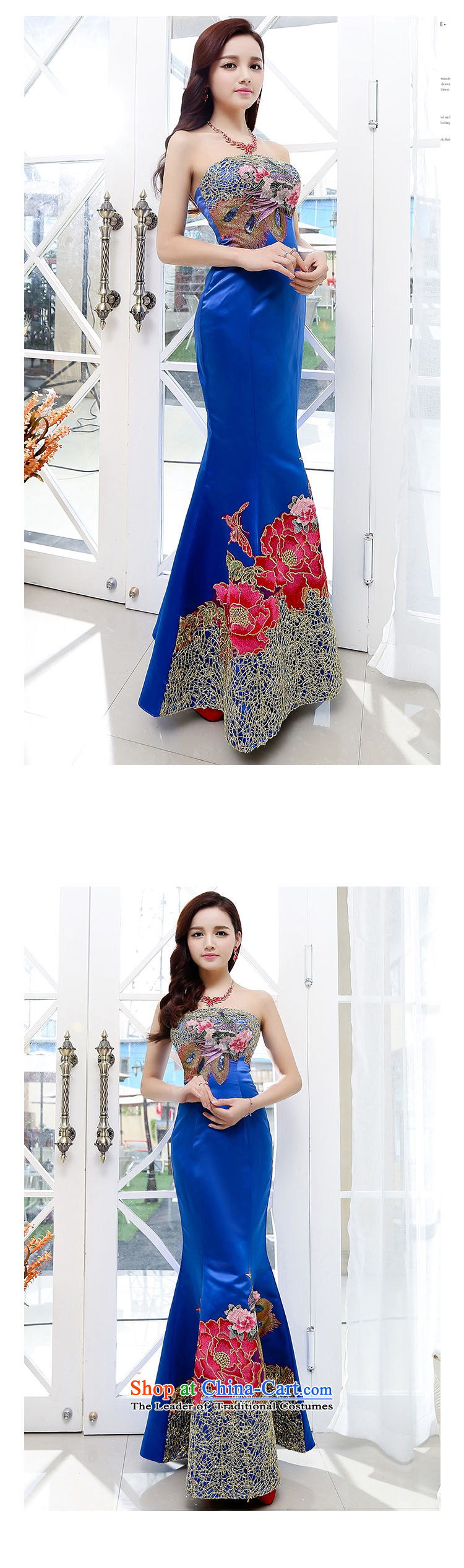 The new 2015 once again the chaplain embroidery spend long skirt anointed chest crowsfoot skirt bride dress HSZM1550 Blue M picture, prices, brand platters! The elections are supplied in the national character of distribution, so action, buy now enjoy more preferential! As soon as possible.