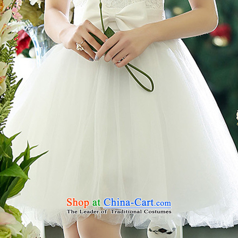 Water-soluble 2015 again swordmakers lace Bow Tie Princess skirt bridesmaid dress uniform HSZM1521 bows white S/ Again , , , shopping on the Internet