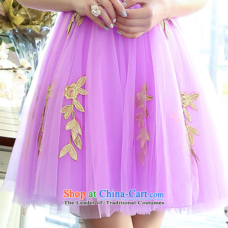 2015 Flower embroidery chaplain again diamond waist bon bon bridesmaid bridal dresses skirt HSZM1517 PURPLE S/ Again , , , shopping on the Internet