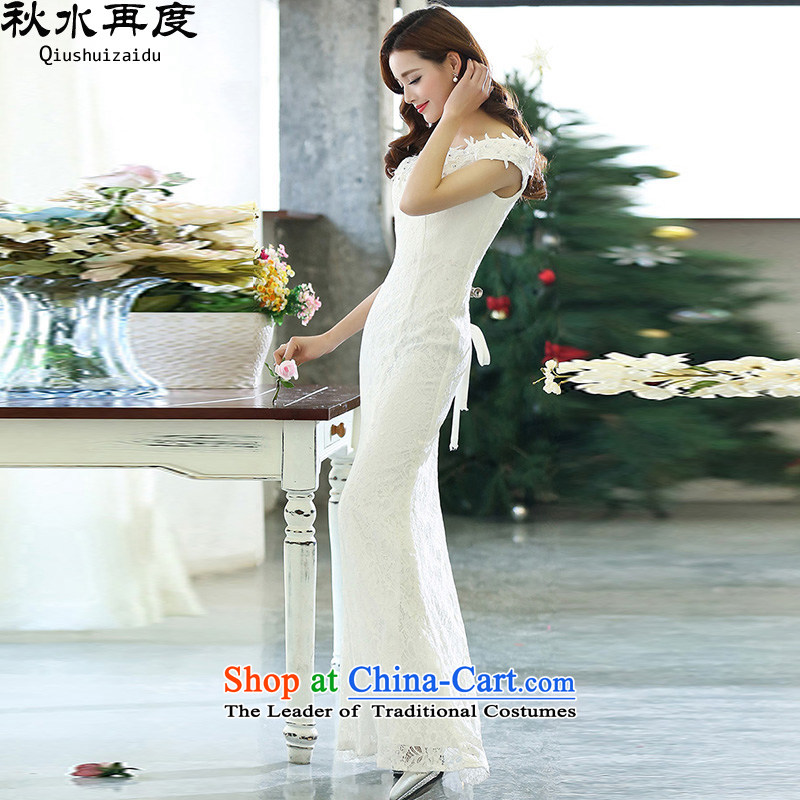 The new 2015 once again the chaplain word for bare shoulders crowsfoot bride dress long skirt HSZM1515 White XL, chaplain again , , , shopping on the Internet