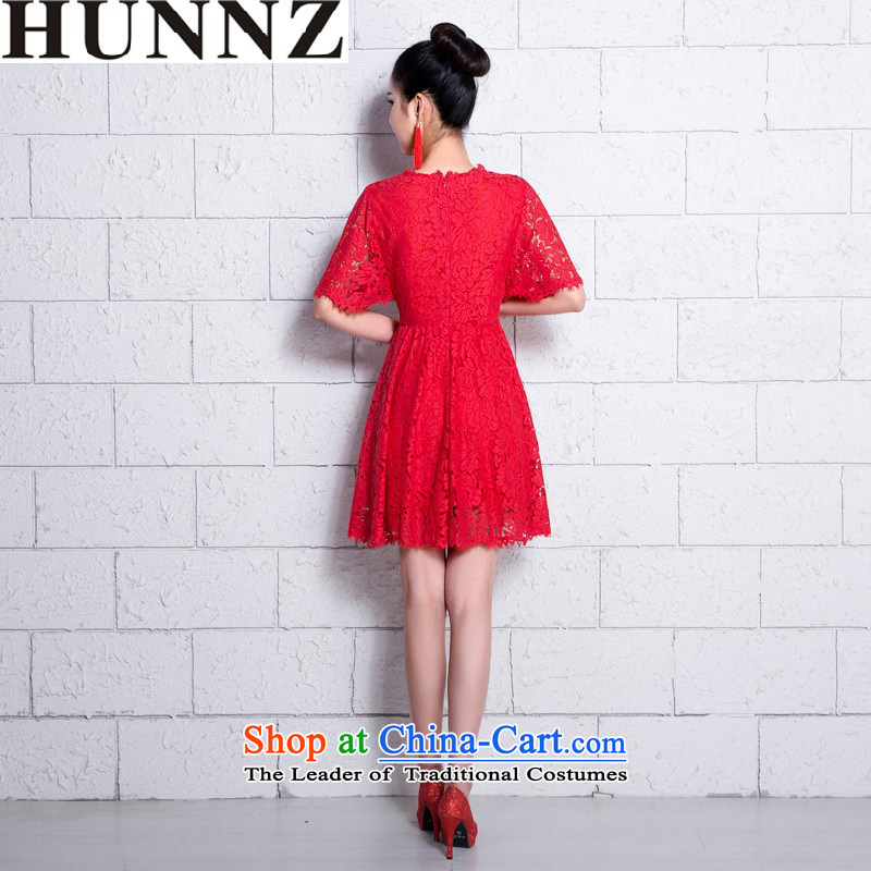        The bride dress 2015 new HUNNZ stylish Solid Color Sau San simplicity services dress bows red L,HUNNZ,,, shopping on the Internet