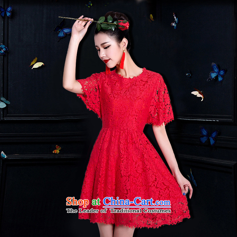       The bride dress 2015 new HUNNZ stylish Solid Color Sau San simplicity services dress bows red L,HUNNZ,,, shopping on the Internet