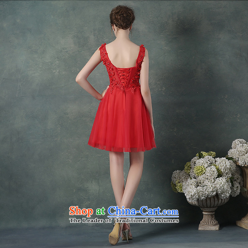 Evening Dress Short of autumn 2015 New 2 shoulder bridesmaid service bridal dresses betrothal large banquet small red dress is embroidered bride.... XL, online shopping