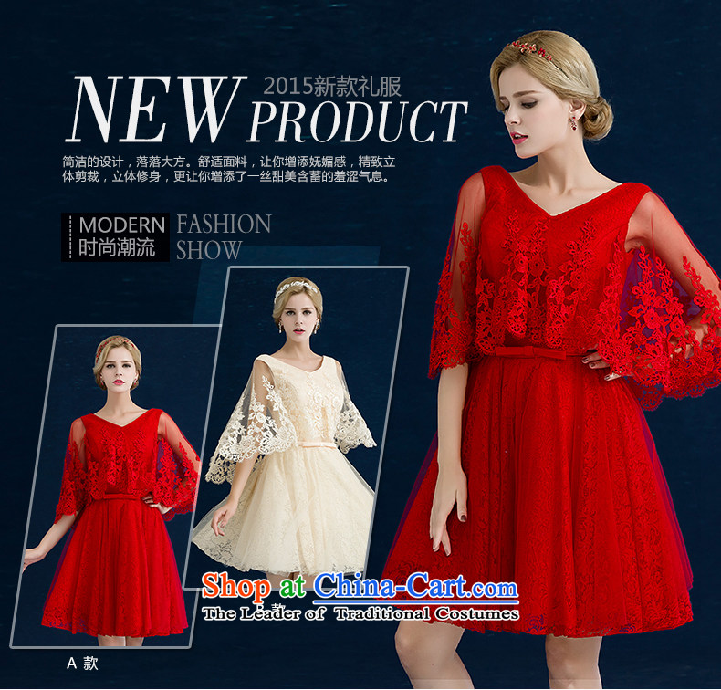 Jiang bride bows service seal 2015 winter new marriages bridesmaid dress red short, shoulders champagne color V-Neck lace banquet dual color evening dresses female champagne color B tailored picture, prices, brand platters! The elections are supplied in the national character of distribution, so action, buy now enjoy more preferential! As soon as possible.