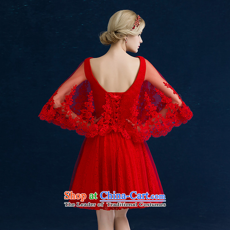 Jiang bride bows service seal 2015 winter new marriages bridesmaid dress red short, shoulders champagne color V-Neck lace banquet dual color evening dresses female champagne color B, tailored, seal has been pressed Jiang shopping on the Internet