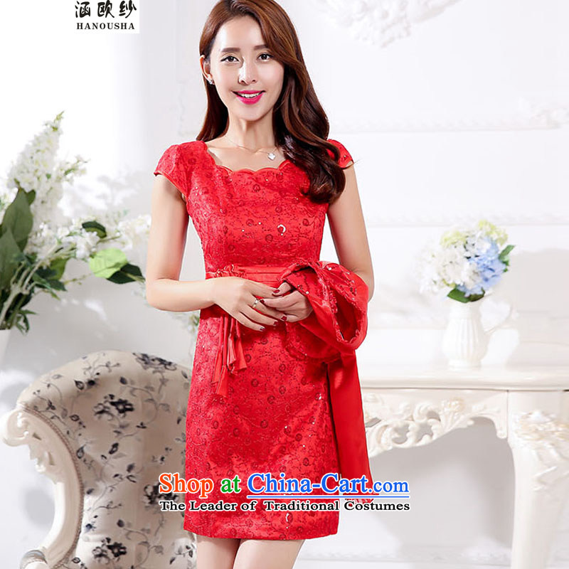 The OSCE yarn 2015 Autumn covered by replacing wedding dress bows services door onto the bridal dresses evening dresses and stylish bridesmaid serving two kits red packets, and yarn (Euro covered by XXL, hanousha) , , , shopping on the Internet
