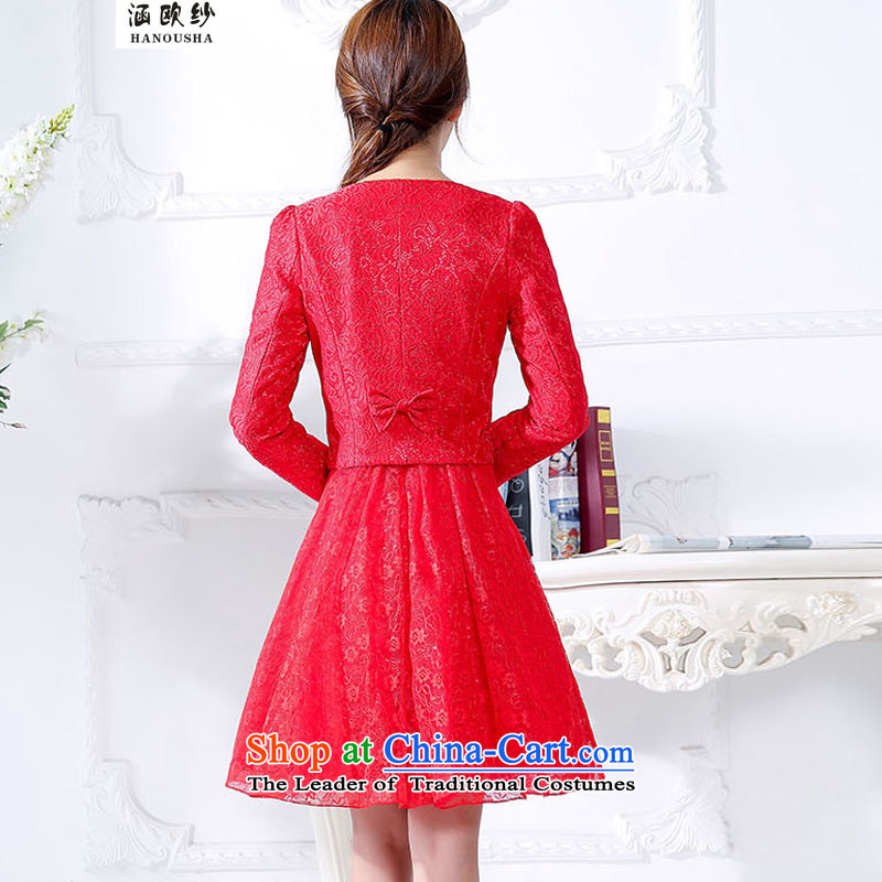 The OSCE yarn bows services covered by the 2015 New Year with short of marriages red lace Top Loin of dresses and stylish evening dresses RED M covered by OSCE yarn (hanousha) , , , shopping on the Internet