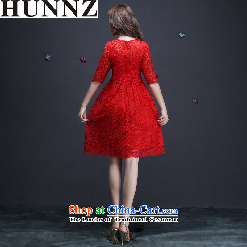 The new 2015 HUNNZ spring and summer red bride wedding dress banquet evening dresses bows services retro red M,HUNNZ,,, shopping on the Internet