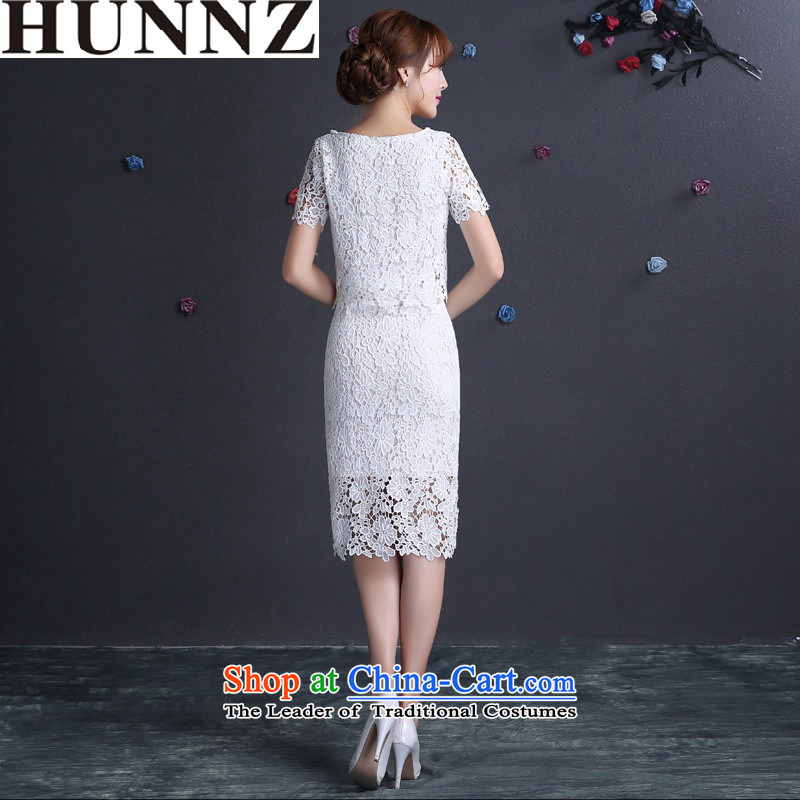 Toasting champagne served by 2015 HUNNZ engraving lace new spring and summer white bride wedding dress evening dress white M,HUNNZ,,, shopping on the Internet