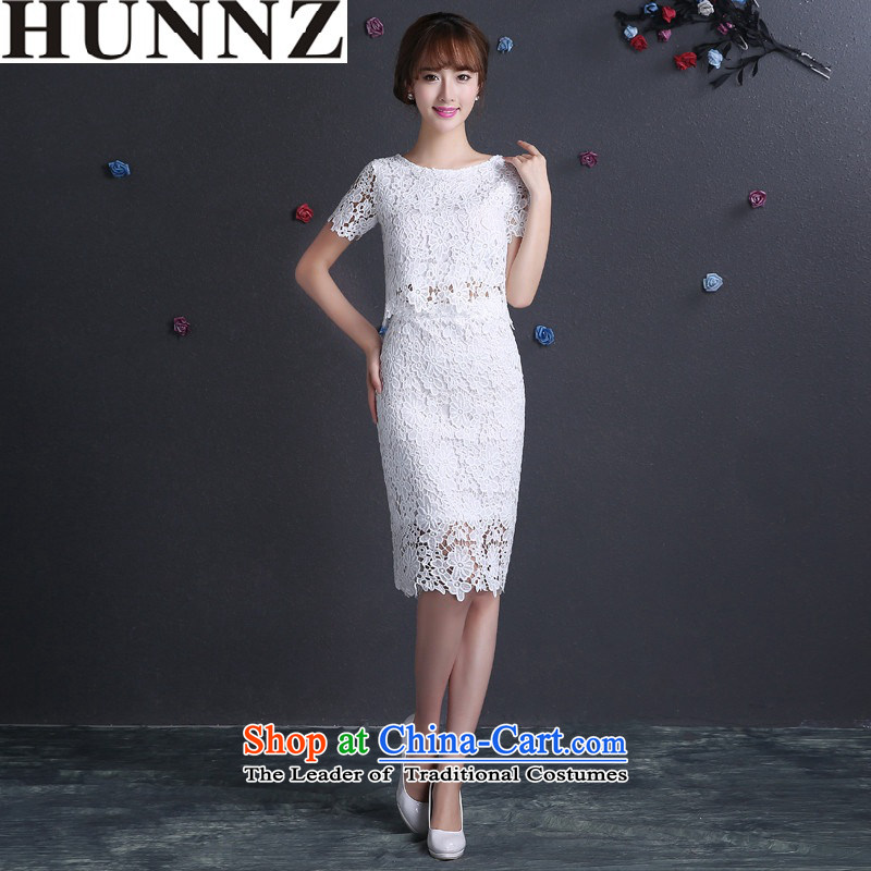 Toasting champagne served by 2015 HUNNZ engraving lace new spring and summer white bride wedding dress evening dress white M,HUNNZ,,, shopping on the Internet