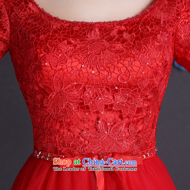 2015 Long dresses HUNNZ Anointed One field of chest shoulder bride wedding dress banquet service red XXL,HUNNZ,,, bows shopping on the Internet