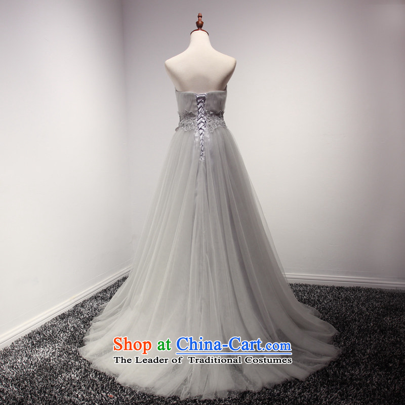 Time Syrian wedding dresses bride bows services new autumn 2015 Ms. Mary Magdalene Chest Smoke Gray banquet evening dress long will Smoke Gray XL, Syria has been pressed time shopping on the Internet