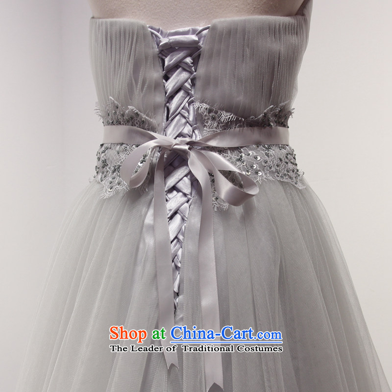 Time Syrian wedding dresses bride bows services new autumn 2015 Ms. Mary Magdalene Chest Smoke Gray banquet evening dress long will Smoke Gray XL, Syria has been pressed time shopping on the Internet