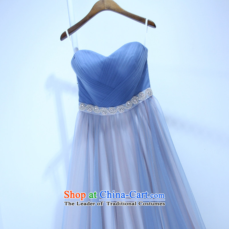 2015 New banquet dress blue Sau San sexy anointed chest tasteful minimalist style dinner drink dresses marriage under the auspices of dress skirt female light blue M Time Syrian shopping on the Internet has been pressed.