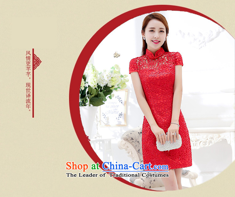 As autumn evening dresses female new 2015 lace short sleeve in long gown skirt video thin qipao festive red bows to a marriage bridesmaids will wedding XXXL red picture, prices, brand platters! The elections are supplied in the national character of distribution, so action, buy now enjoy more preferential! As soon as possible.