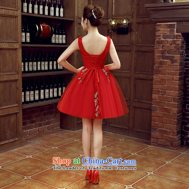 Non-you do not marry 2015 Autumn bride with a stylish wedding dress service, Sau San bows evening dresses pure color V-Neck short-sleeve marriage dresses red , L, non-you do not marry shopping on the Internet has been pressed.