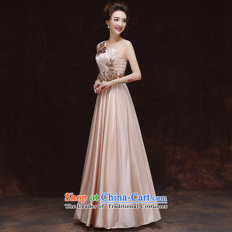 Rain Coat bride bows services is spring and autumn 2015 annual meeting of the persons chairing the new graphics thin dress female long single shoulder flowers Sau San dinner will LF219 champagne color S, rain-sang Yi shopping on the Internet has been pressed.