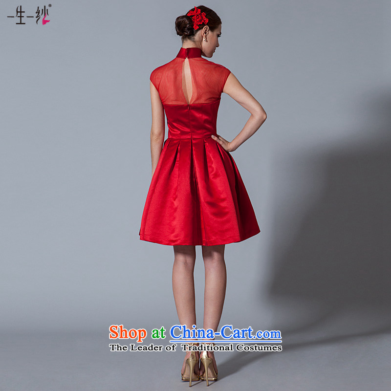 A lifetime of 2015 the new bride short high-lumbar bows to Chinese collar red packets shoulder improved qipao 40121020 red 160/84A thirtieth day pre-sale, a Lifetime yarn , , , shopping on the Internet