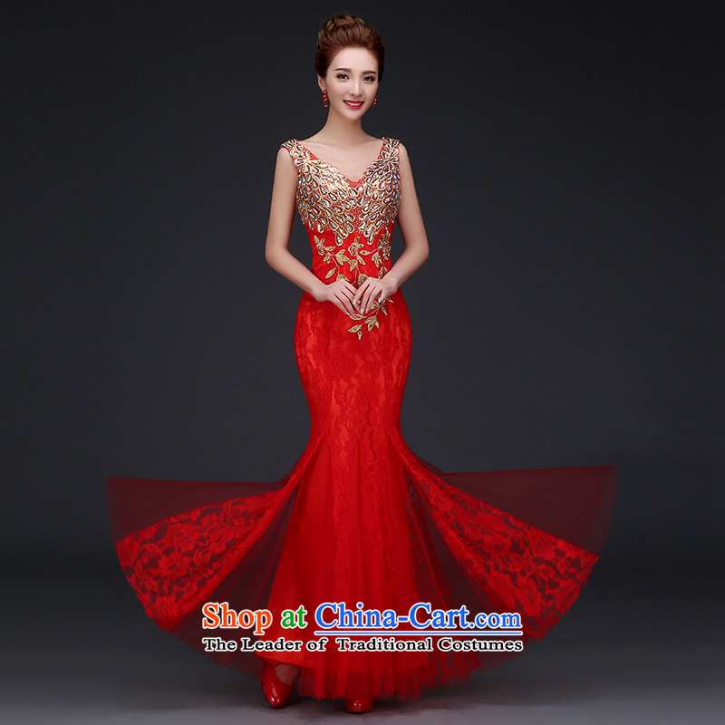 2015 new bride bows services fall wedding dress the betrothal of girls Red Dress Sau San crowsfoot banquet wedding dresses Sau San bridesmaid female red XXL, time Syrian shopping on the Internet has been pressed.