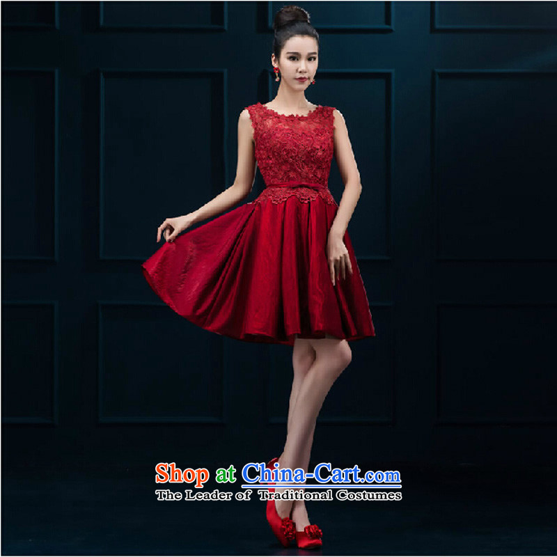 Pure Love bamboo yarn 2015 new word shoulder red lace bride stylish wedding dress SHORT SLEEVES) bows serving women banquet deep red XL Photo, prices, brand platters! The elections are supplied in the national character of distribution, so action, buy now enjoy more preferential! As soon as possible.