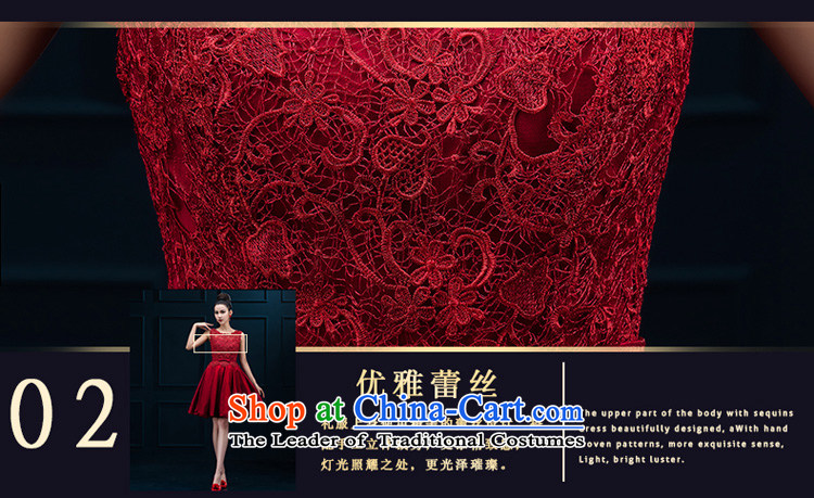 Pure Love bamboo yarn 2015 new word shoulder red lace bride stylish wedding dress SHORT SLEEVES) bows serving women banquet deep red XL Photo, prices, brand platters! The elections are supplied in the national character of distribution, so action, buy now enjoy more preferential! As soon as possible.
