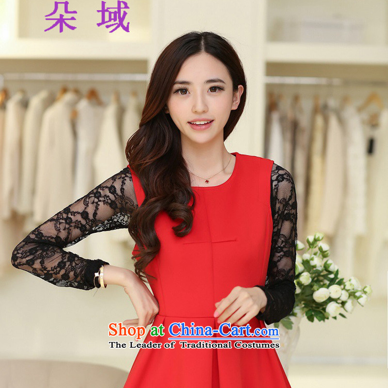 Load the autumn 2015 Flower Domain Western women new space cotton red bride replacing bon bon apron skirt T601C1267 red flower domain has been pressed, L, online shopping