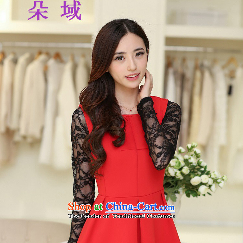 Load the autumn 2015 Flower Domain Western women new space cotton red bride replacing bon bon apron skirt T601C1267 red flower domain has been pressed, L, online shopping